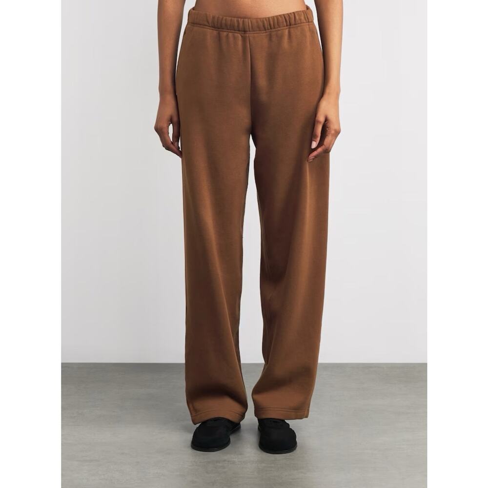 NWT SKIMS Cotton Fleece Straight Leg Pants Bison L Oversized Limited Edition - Picture 2 of 11